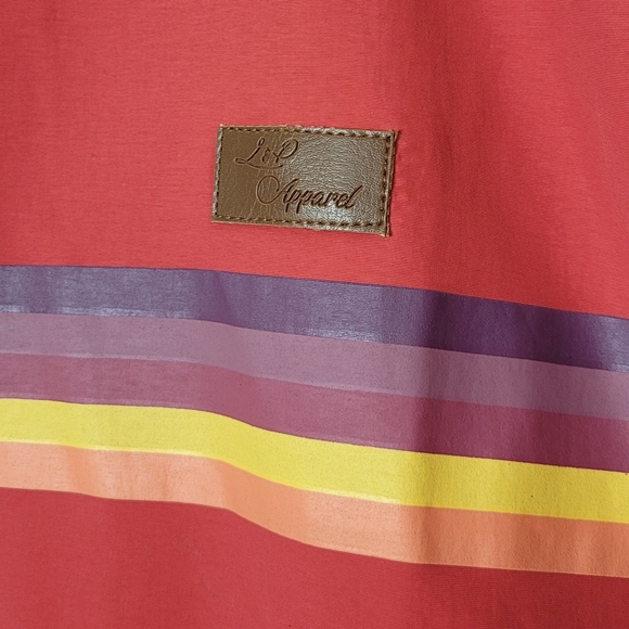 L&P Apparel Lightweight Red Rainbow Stripes Zipper Front Pockets Hoodie Small - Picture 2 of 13
